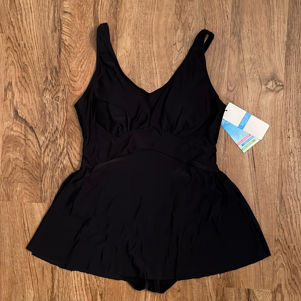 Simply Fit Black One Piece Swimsuit (skirted bottom)